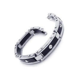 Herrarmband I Svart Silver I Rent Titan I Gummi