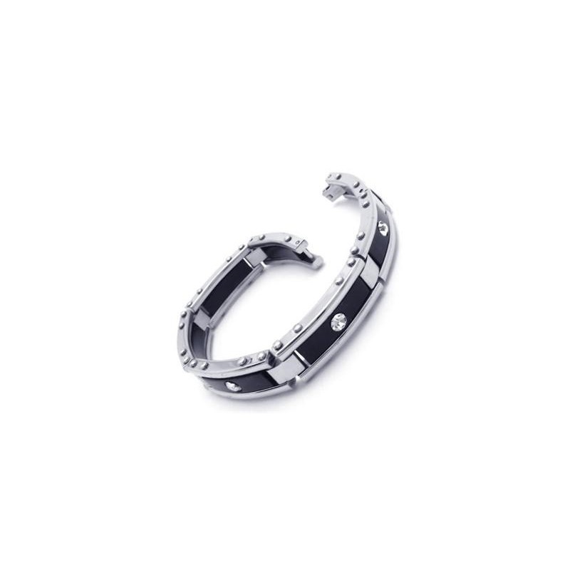 Herrarmband I Svart Silver I Rent Titan I Gummi Herrarmband I Svart Silver I Rent Titan I Gummi