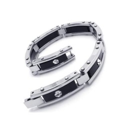 Herrarmband I Svart Silver I Rent Titan I Gummi