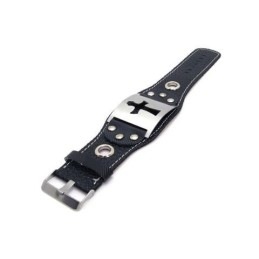 Herr- Och Pojkars Armband I Rent Titanläder Med Kors