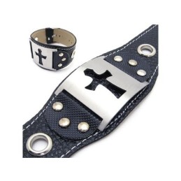 Herr- Och Pojkars Armband I Rent Titanläder Med Kors