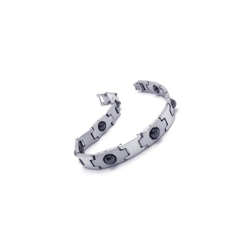Herr Pojke Silver Svart Ren Titan Magnetiskt Armband Herr Pojke Silver Svart Ren Titan Magnetiskt Armband