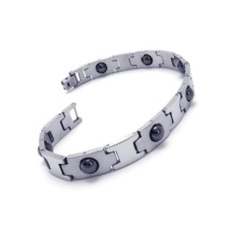 Herr Pojke Silver Svart Ren Titan Magnetiskt Armband