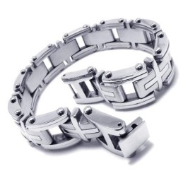 Herrarmband Med Kors I Silver Och Titan, För Pojkar