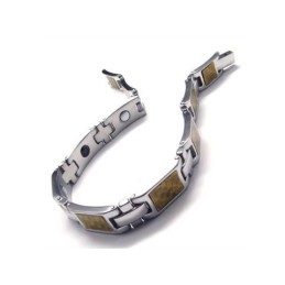 Magnetiskt Armband I Rent Titan För Män, Guld Och Silver