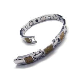 Magnetiskt Armband I Rent Titan För Män, Guld Och Silver