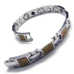 Magnetiskt Armband I Rent Titan För Män, Guld Och Silver