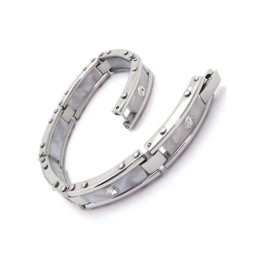 Herrarmband I Vitt Silver I Rent Titan I Gummi