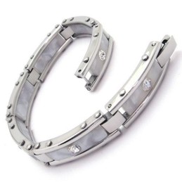 Herrarmband I Vitt Silver I Rent Titan I Gummi