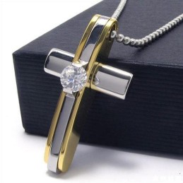 Herr Pojkar Gyllene Ren Titan Kors Halsband Hänge