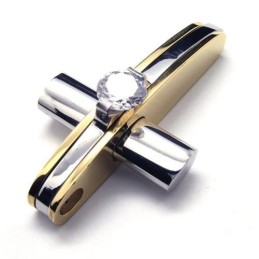 Herr Pojkar Gyllene Ren Titan Kors Halsband Hänge