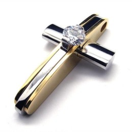 Herr Pojkar Gyllene Ren Titan Kors Halsband Hänge