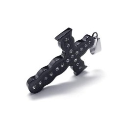Herr Svart Ren Titan Hängande Kors Halsband Kedja