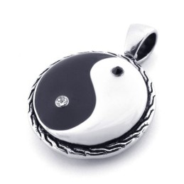 Taichi-Hänge I Titan Med Svarta Och Vita Strass