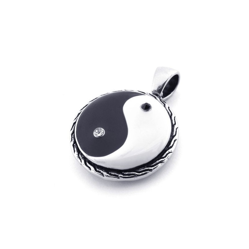 Taichi-Hänge I Titan Med Svarta Och Vita Strass Taichi-Hänge I Titan Med Svarta Och Vita Strass