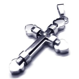 Herr Svart Silver Ren Titan Kors Halsband Hänge