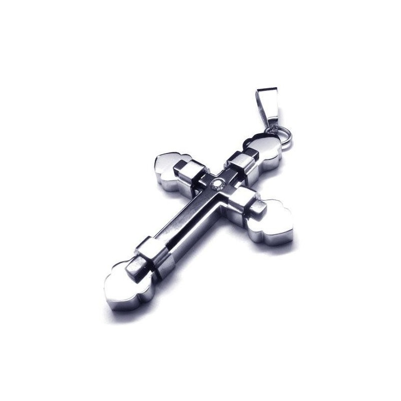 Herr Svart Silver Ren Titan Kors Halsband Hänge Herr Svart Silver Ren Titan Kors Halsband Hänge