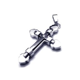 Herr Svart Silver Ren Titan Kors Halsband Hänge