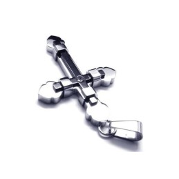 Herr Svart Silver Ren Titan Kors Halsband Hänge