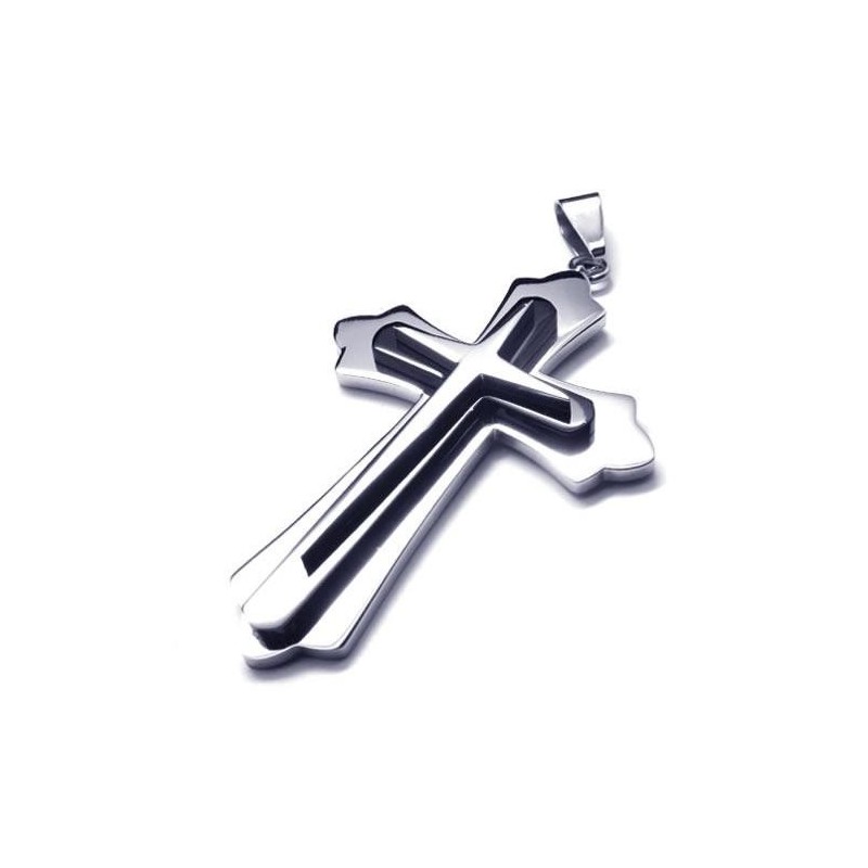 Herr Svart Silver Ren Titan Kors Halsband Hänge Herr Svart Silver Ren Titan Kors Halsband Hänge