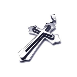 Herr Svart Silver Ren Titan Kors Halsband Hänge