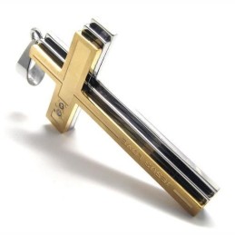 Halsband Med Kors I Guld Och Silver I Rent Titan