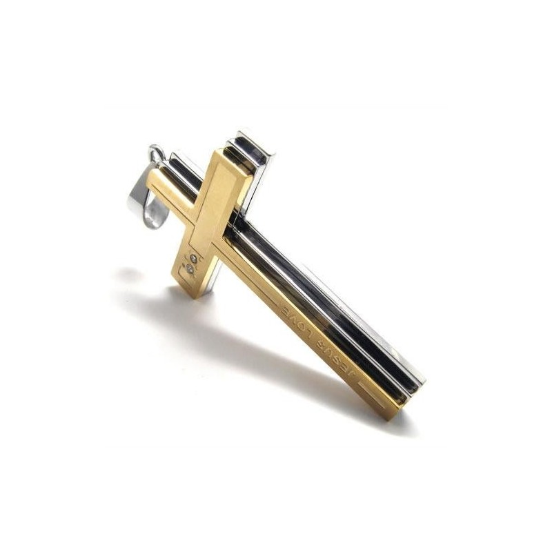 Halsband Med Kors I Guld Och Silver I Rent Titan Halsband Med Kors I Guld Och Silver I Rent Titan