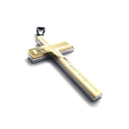 Halsband Med Kors I Guld Och Silver I Rent Titan