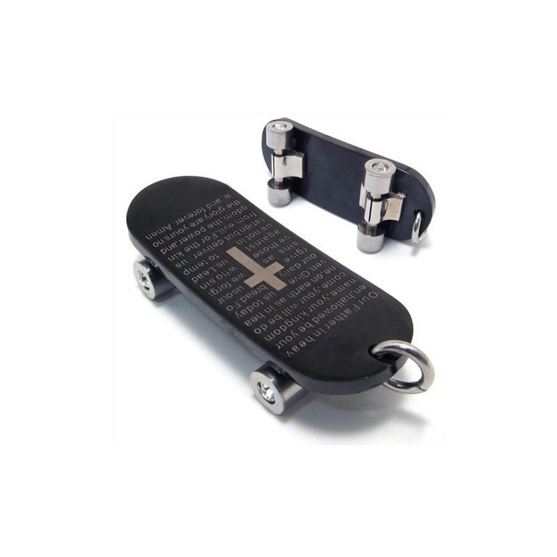 Herrhalsband Med Skateboardhänge I Rent Titan Och Kors Herrhalsband Med Skateboardhänge I Rent Titan Och Kors