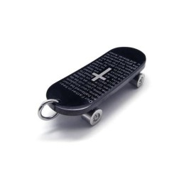 Herrhalsband Med Skateboardhänge I Rent Titan Och Kors