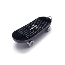 Herrhalsband Med Skateboardhänge I Rent Titan Och Kors