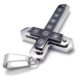 Herr Svart Ren Titan Kors Halsband Hänge Kedja