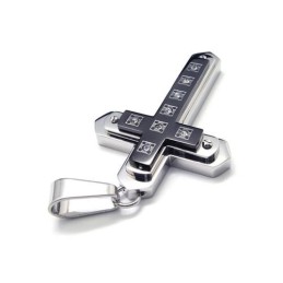 Herr Svart Ren Titan Kors Halsband Hänge Kedja