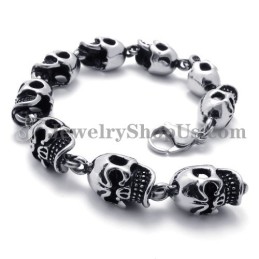 Elegant Titanarmband Med Dödskallar