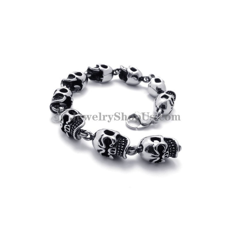 Elegant Titanarmband Med Dödskallar Elegant Titanarmband Med Dödskallar