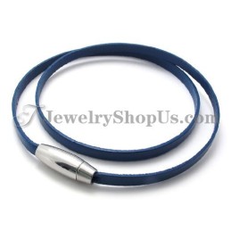 Moderiktigt Blått Läderarmband Med Titan