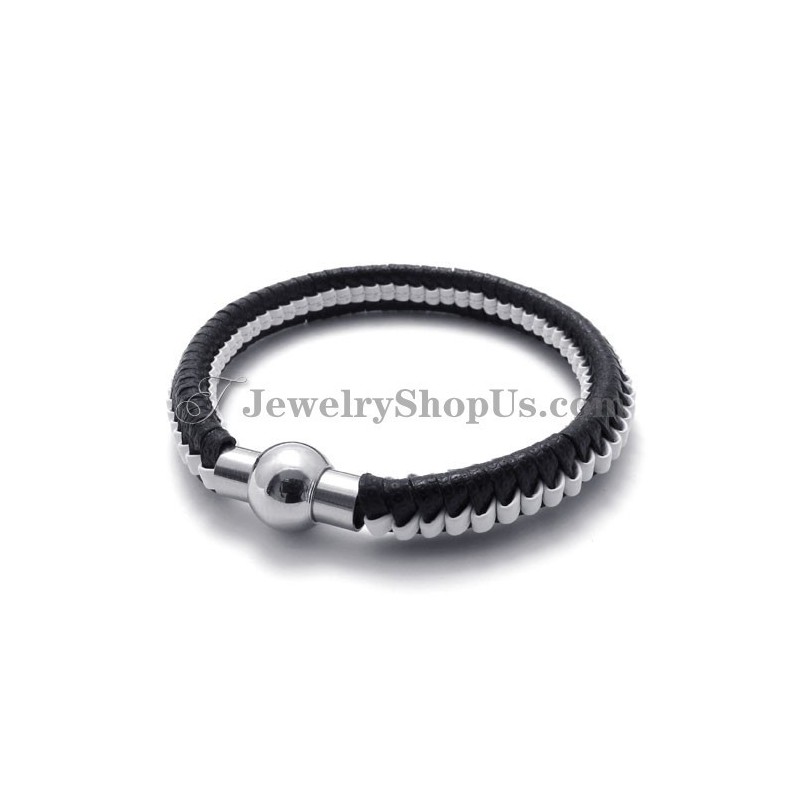 Elegant Svartvitt Titanläderarmband Elegant Svartvitt Titanläderarmband