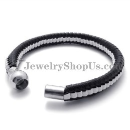 Elegant Svartvitt Titanläderarmband