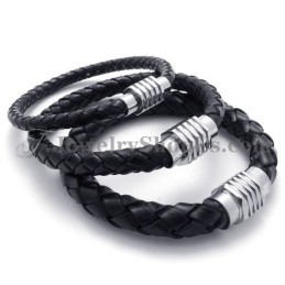 Elegant Svart Titan- Och Läderarmband