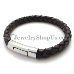 Moderiktigt Brunt Läder- Och Titanarmband