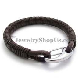 Moderiktigt Läderarmband I Titan