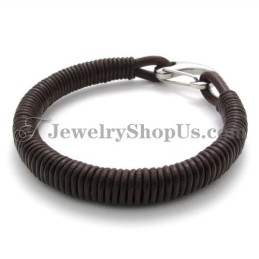 Moderiktigt Läderarmband I Titan