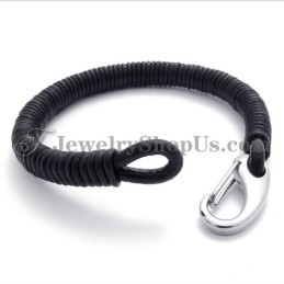 Moderiktigt Svart Läderarmband I Titan