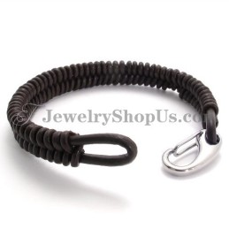 Vackert Brunt Titan- Och Läderarmband
