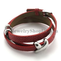 Moderiktigt Rött Läder Med Titanarmband