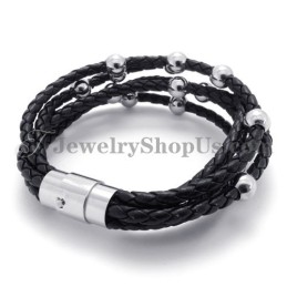 Moderiktigt Svart Läder Med Titanarmband