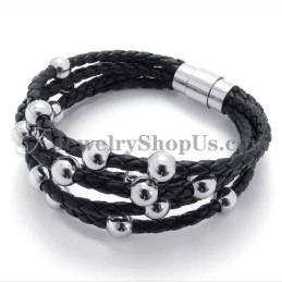 Moderiktigt Svart Läder Med Titanarmband