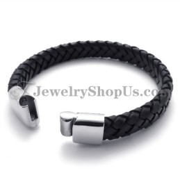 Elegant Svart Titan Med Läderarmband