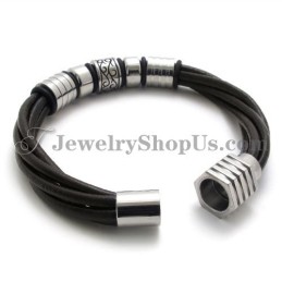 Moderiktigt Brunt Läder- Och Titanarmband