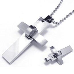 Herr Pojkar Silver Halsband Ren Titan Korshänge